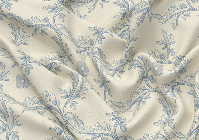 Trellis Prints, Vine and Bloom Romsey Raffs Blue - Made to Measure Curtains - Image 4